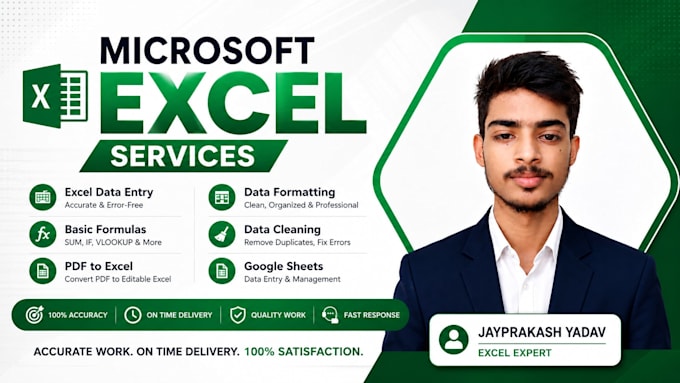 do microsoft excel data entry, data cleaning, formatting, PDF to excel