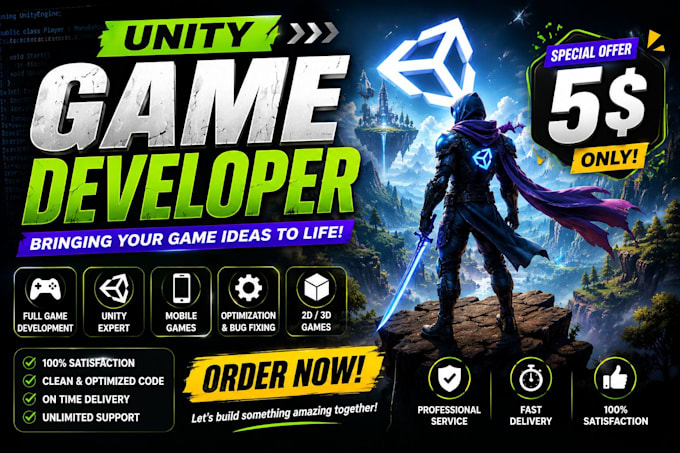 develop 2d and 3d games in unity for android, PC, and webgl