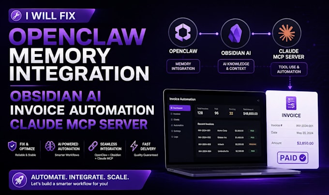 fix openclaw memory integration obsidian ai invoice automation claude mcp server
