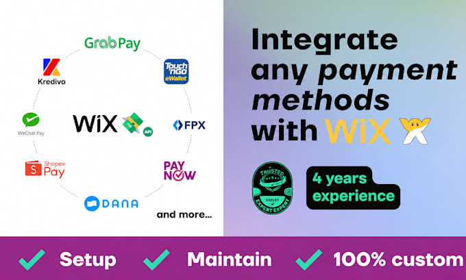 integrate third party payment methods with your wix website via API