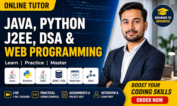 tutor java, j2ee, python, dsa, jdbc and web programming online