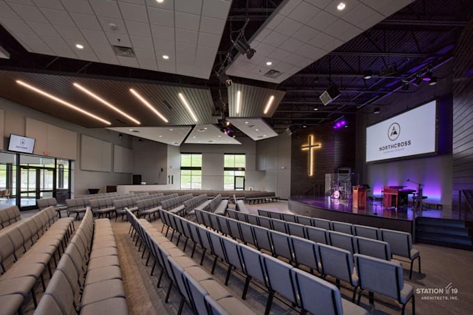 create complete 3d church interior and exterior architectural concepts