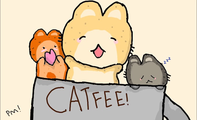 draw you cute cats in a mug