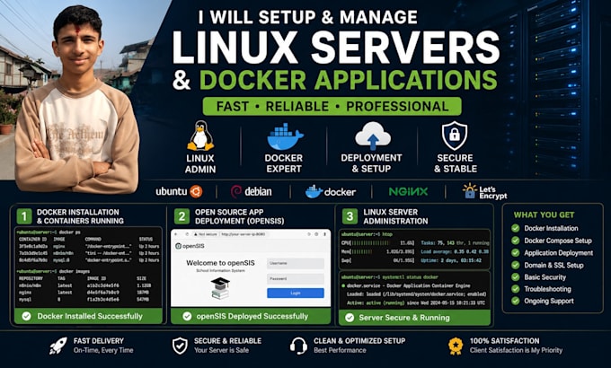 install and configure linux servers and docker