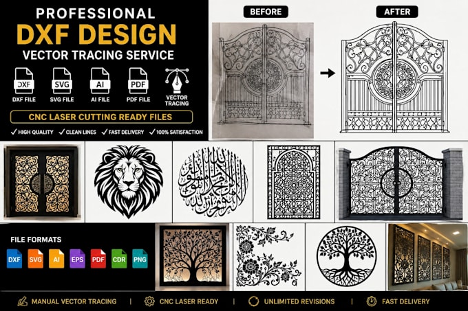 create cnc laser cutting dxf, svg, ai, eps vector files from your image