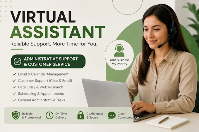be your virtual assistant for administrative support and customer service