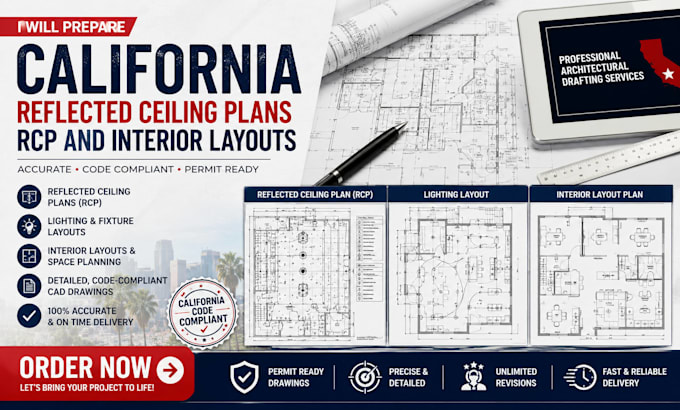 prepare california reflected ceiling plans rcp and interior layouts