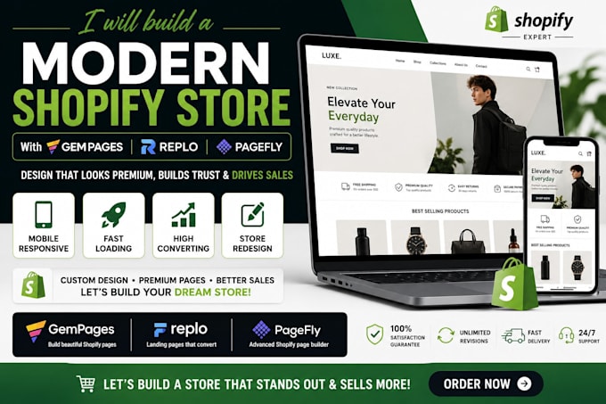 build a modern shopify store with gempages, replo and pagefly