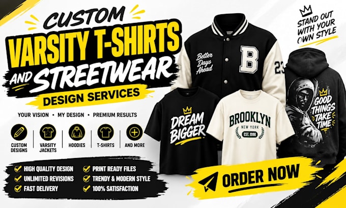 design custom varsity t shirts for high school and brand