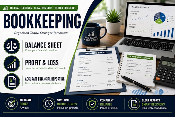 do bookkeeping, balance sheet, profit and loss