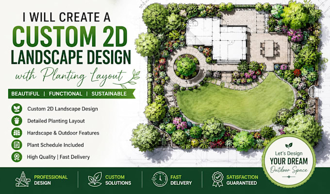 create a custom 2d landscape design with planting layout in UK