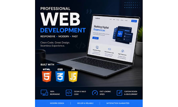 build a responsive and websites with HTML, CSS, js,
