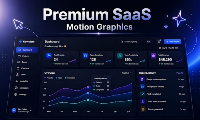 create saas promo software demo video and UI animation