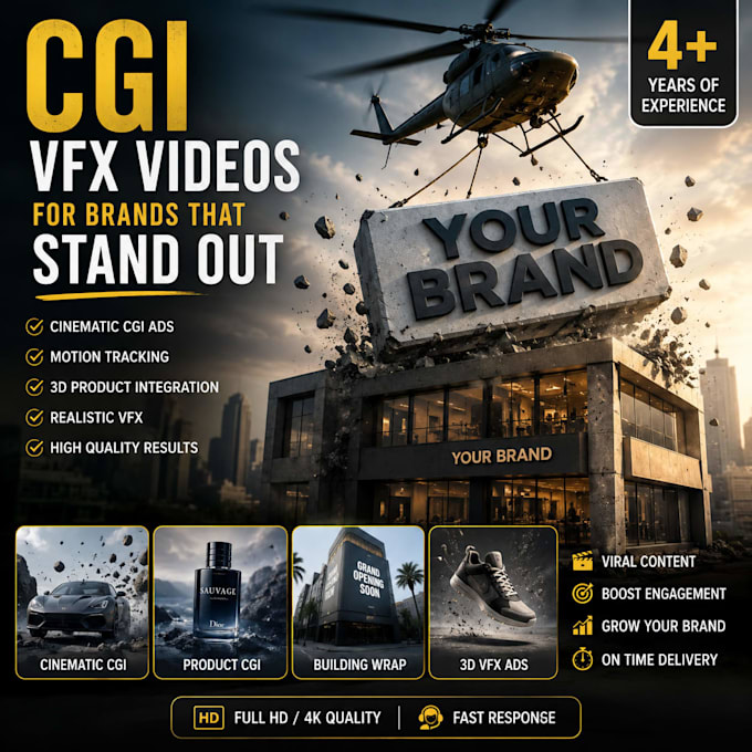 create cinematic cgi vfx ads, 3d product videos