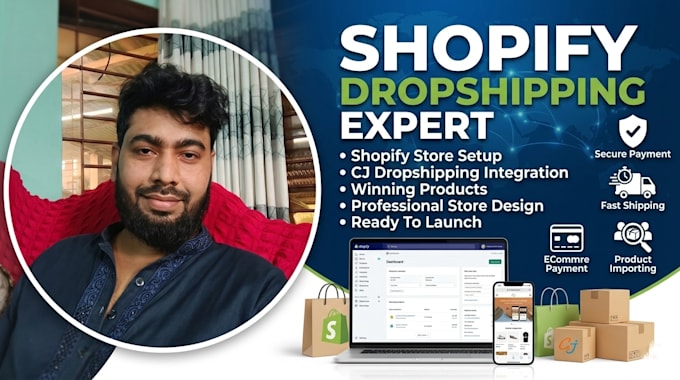 create a professional shopify dropshipping store and connect cj dropshipping