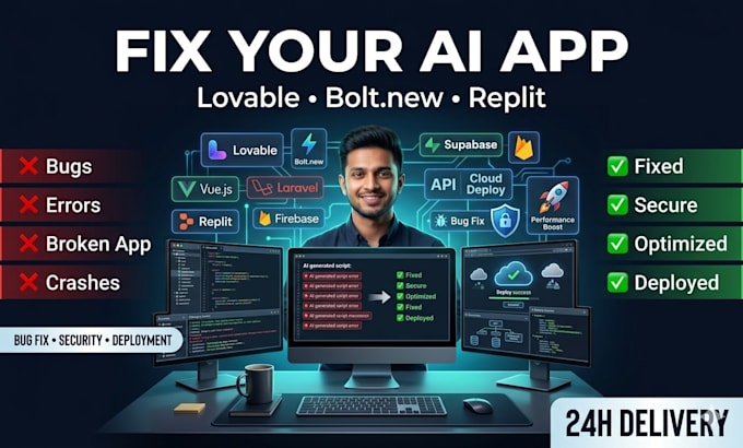 fix, debug and deploy your lovable, bolt, or replit app