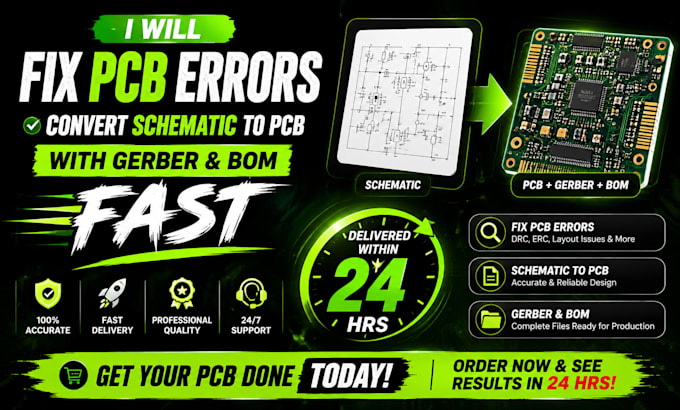 fix pcb errors, convert schematic to pcb with gerber and bom fast