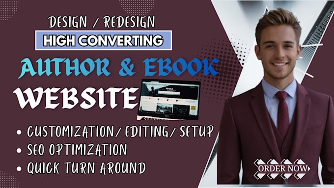 design professional author website, book website, or writer portfolio website
