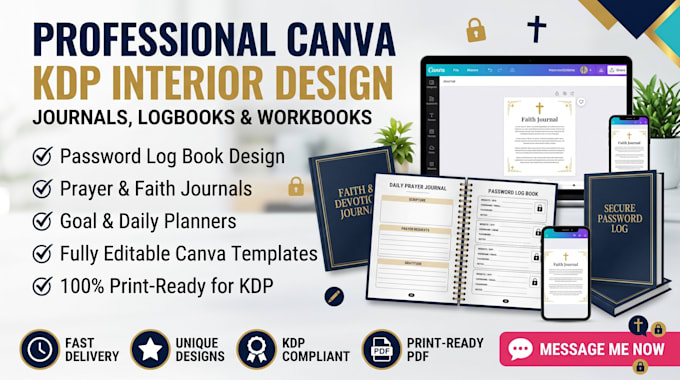 do password log book design, prayer journal, faith journal, kdp interior canva
