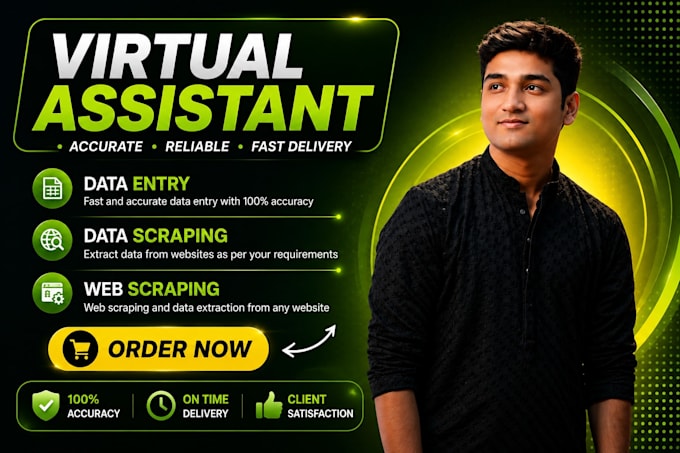 do accurate data entry, data scraping, web scraping, and deliver excel file