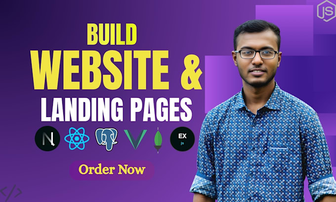 build modern landing page and custom website using react nextjs, vue