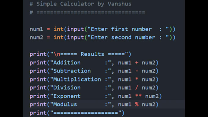 create python scripts, games and calculator app