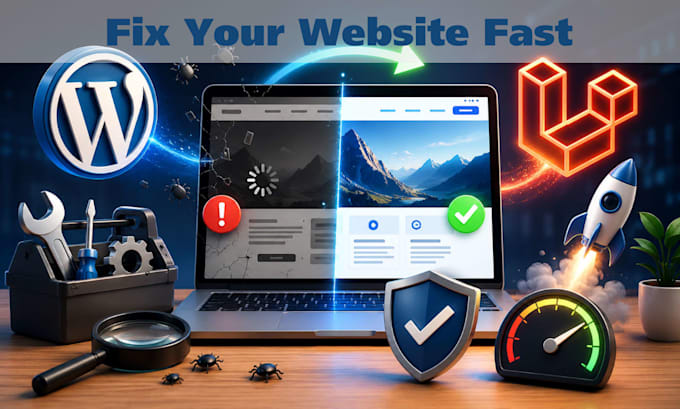 fix, debug or optimize your wordpress or laravel website