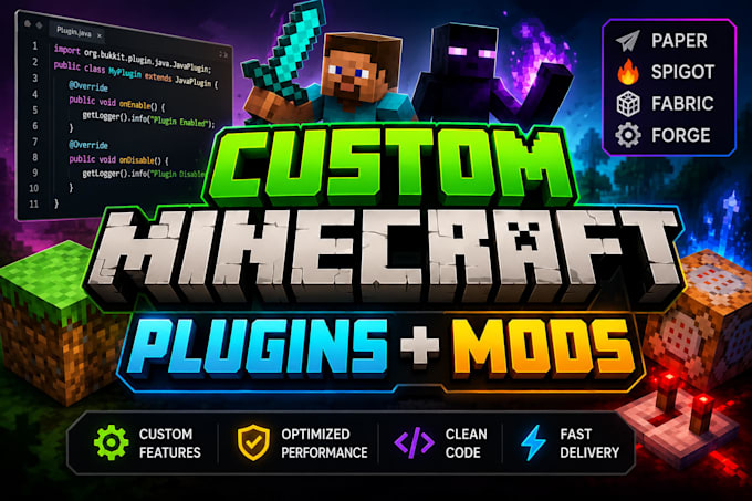 create custom minecraft mod and paper spigot plugins