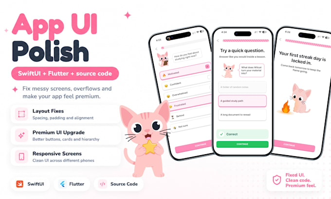fix and polish iphone and android app UI