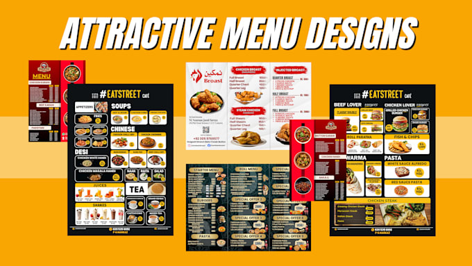 design a beautiful and modern restaurant menu