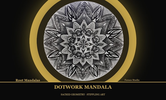 create a handmade dotwork mandala with sacred geometry