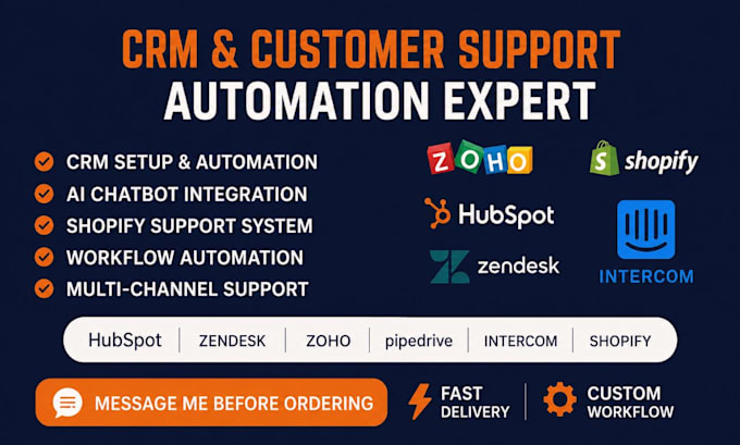 setup CRM automation hubspot zoho zendesk intercom