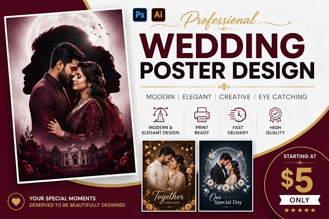 create a pro professional wedding poster and benner desing