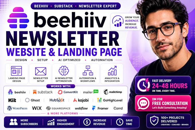 setup beehiv newsletter design website landing page beehiv ai newletter substack