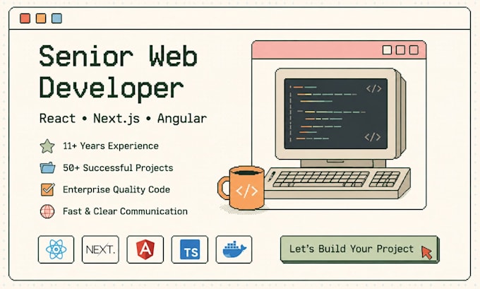 develop a modern react, nextjs or angular web application