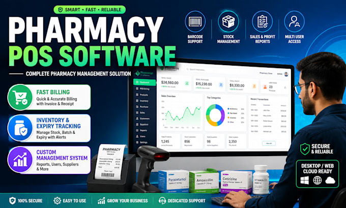 build a secure  pharmacy pos medical grocery with batch tracking and inventory