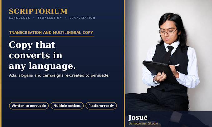 write and transcreate persuasive marketing copy in multiple languages