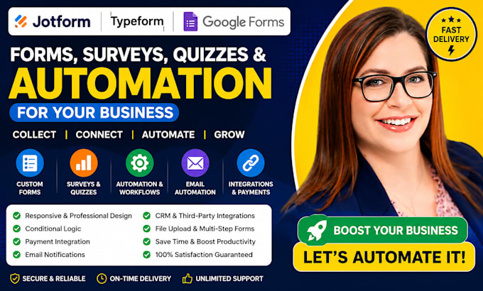 jotform, typeform, google forms, surveys, quizzes, automation for your business