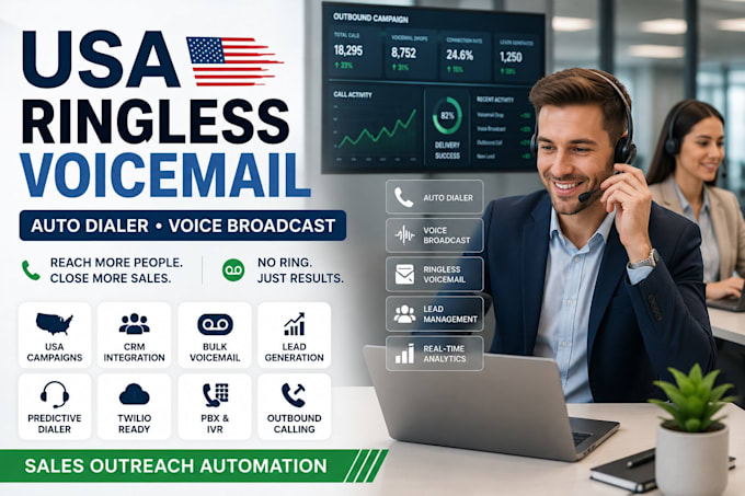 setup fix sales outreach voice broadcast USA ringless voicemail drop auto dialer