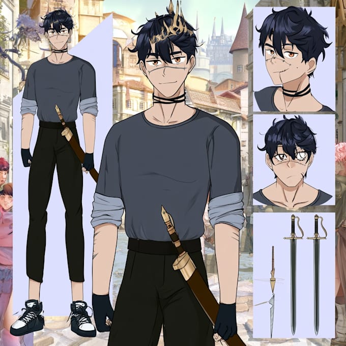 draw anime character reference sheet for your oc