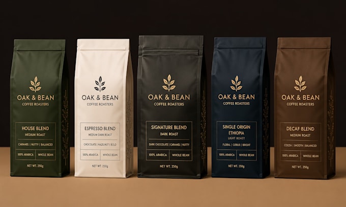 design or redesign product packaging, coffee packaging and pouch dieline