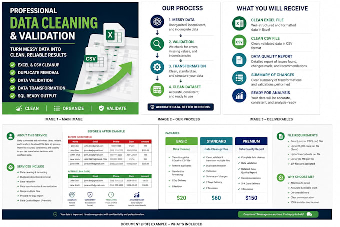 clean, transform, and validate your excel or CSV data