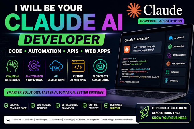 be your claude ai developer for coding, automation, apis , web app