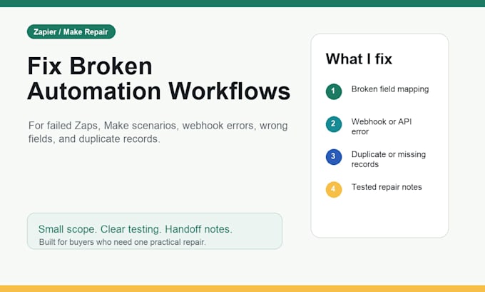 fix your broken zapier or make automation workflow