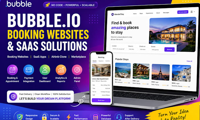 build bubble io spa appointment booking airbnb clone saas mvp website developer