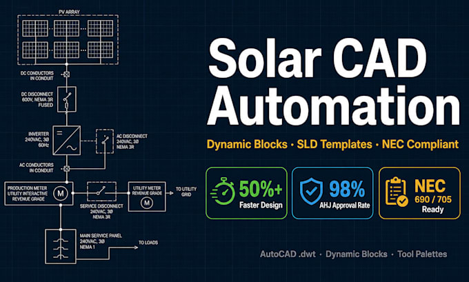 solar cad automation dynamic blocks nec templates
