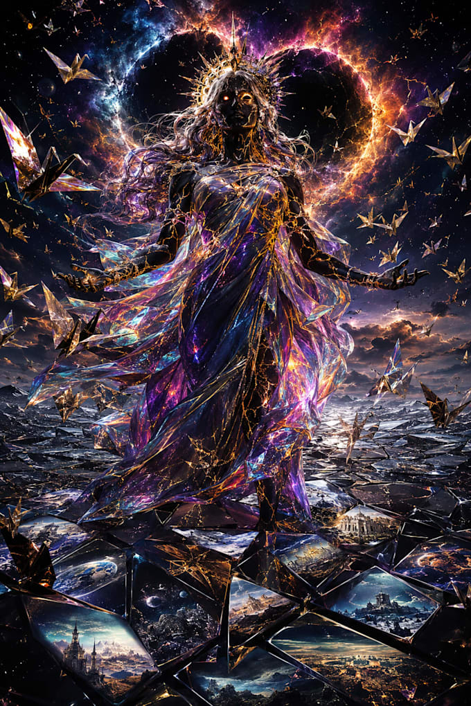 create hyper realistic ai fantasy, cosmic goddess