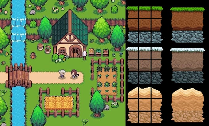 do pixel art tileset pixel game tilemap, pixel art assets, pixel art animation
