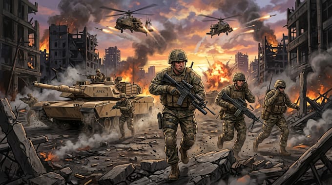 draw military themed illustrations for you