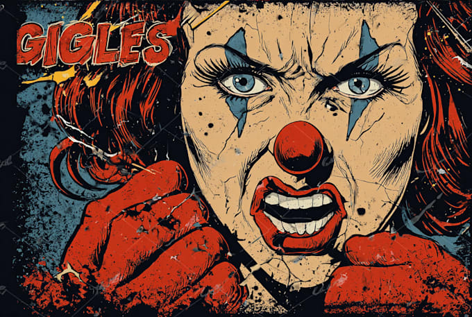 create distressed vintage retro comic art for t shirts